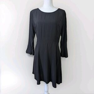 Old Navy Black Dress Womens 10 Bell Sleeve A Line Knee Length Tie Back